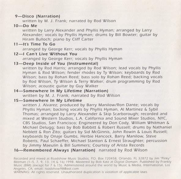 Phyllis Hyman : Remembered Featuring The Committee (CD, Comp)