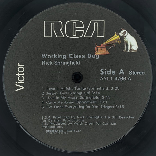 Rick Springfield : Working Class Dog (LP, Album, RE, Ind)