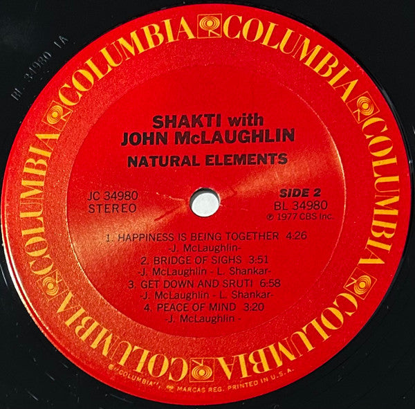 Shakti (2) With John McLaughlin : Natural Elements (LP, Album, Pit)