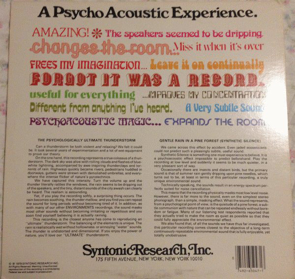 No Artist : Environments (Totally New Concepts In Sound - Disc 4 - Ultimate Thunderstorm / Gentle Rain In A Pine Forest) (LP, RE)