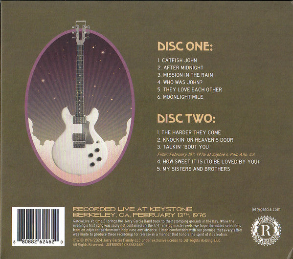 The Jerry Garcia Band : Garcia Live Volume 21 (February 13th, 1976 Keystone, Berkeley CA) (2xCD)