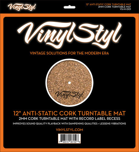 Vinyl Styl® 12 Inch Anti Static Cork Turntable Mat - Less Vibration - No Slip