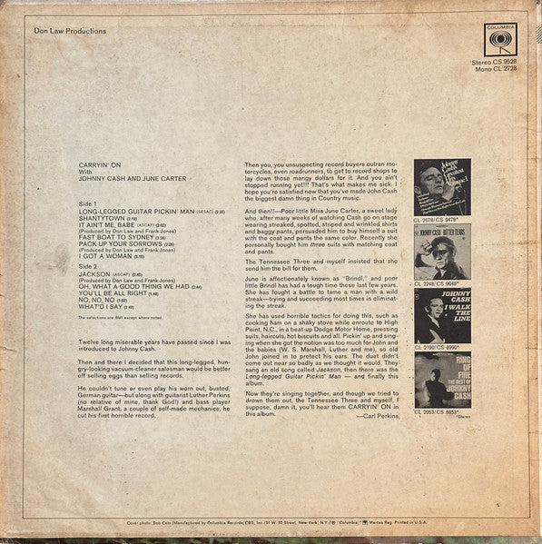 Johnny Cash & June Carter : Carryin' On With Johnny Cash & June Carter (LP, Album, San)