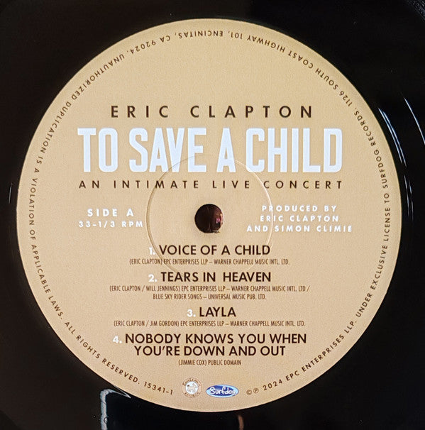 Eric Clapton : To Save A Child An Intimate Live Concert  (2xLP, Album)