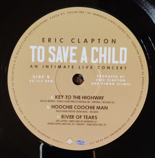 Eric Clapton : To Save A Child An Intimate Live Concert  (2xLP, Album)