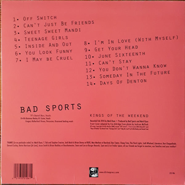 Bad Sports : Kings Of The Weekend (LP, Album)