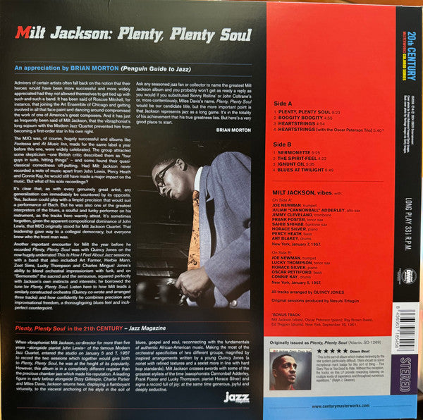Milt Jackson : Plenty, Plenty Soul  (LP, Album, RE, blu)