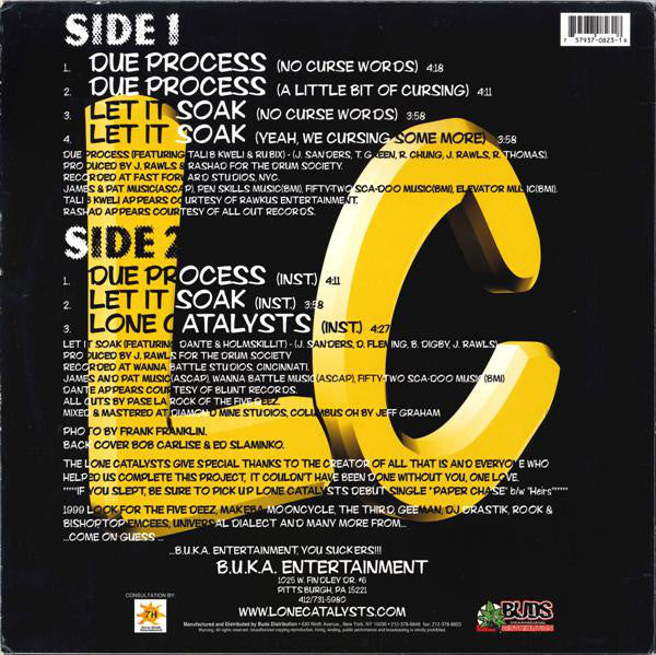 Lone Catalysts : Due Process / Let It Soak (12")