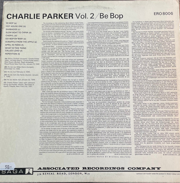 Charlie Parker : Vol 2 'Be Bop' (LP, Comp, Red)