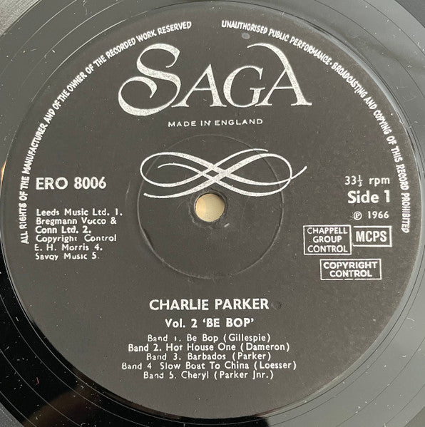 Charlie Parker : Vol 2 'Be Bop' (LP, Comp, Red)
