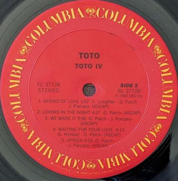 Toto : Toto IV (LP, Album, Pit)