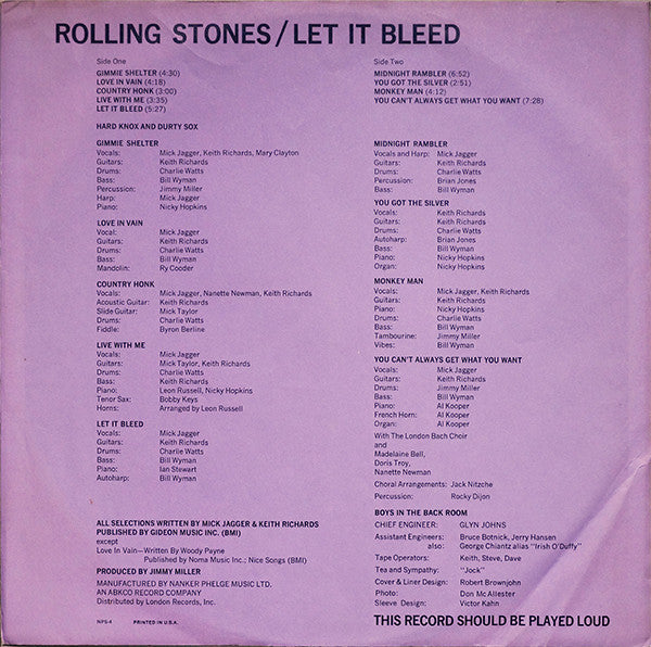 The Rolling Stones : Let It Bleed (LP, Album, RE, Com)