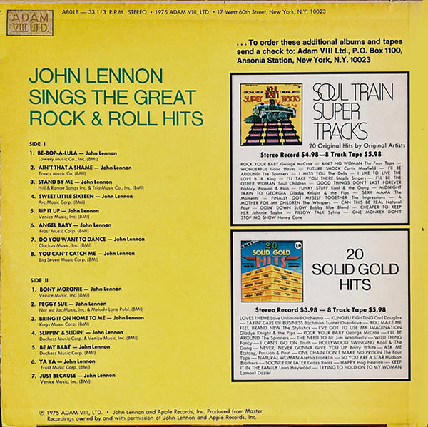 John Lennon : Roots (Sings The Great Rock & Roll Hits) (LP, Album, Comp, Unofficial, ora)