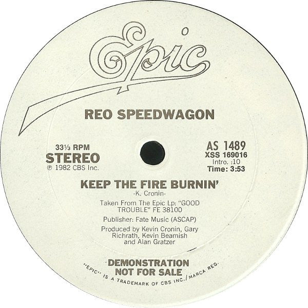 REO Speedwagon : Keep The Fire Burnin' (12", Single, Promo)
