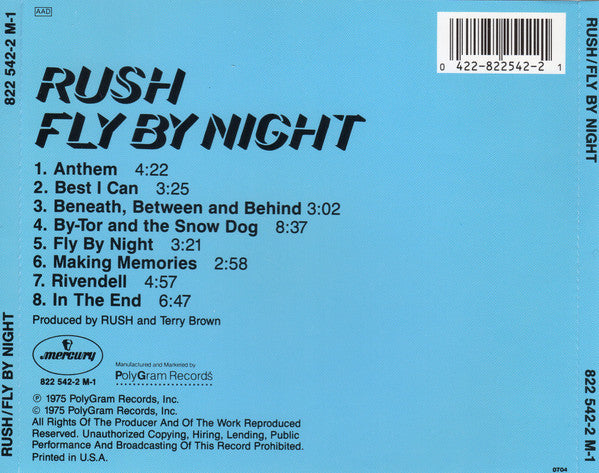 Rush : Fly By Night (CD, Album, RE, PMD)