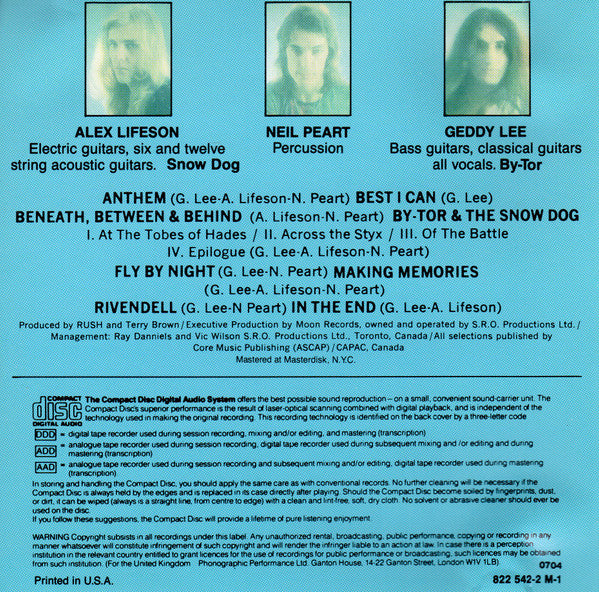 Rush : Fly By Night (CD, Album, RE, PMD)