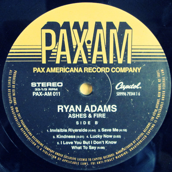 Ryan Adams : Ashes & Fire (LP, Album)