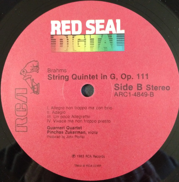 Brahms* - Guarneri Quartet, Pinchas Zukerman : The Brahms String Quintets (F Major, Op. 88 / G Major, Op. 111) (LP, Album)