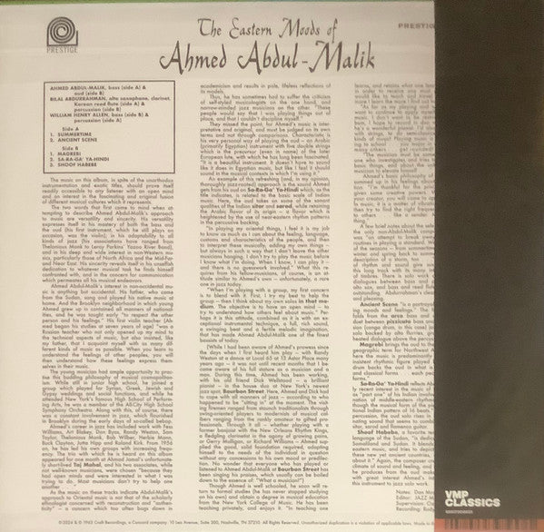 Ahmed Abdul-Malik : The Eastern Moods Of Ahmed Abdul-Malik (LP, Album, Club, RE, RM)