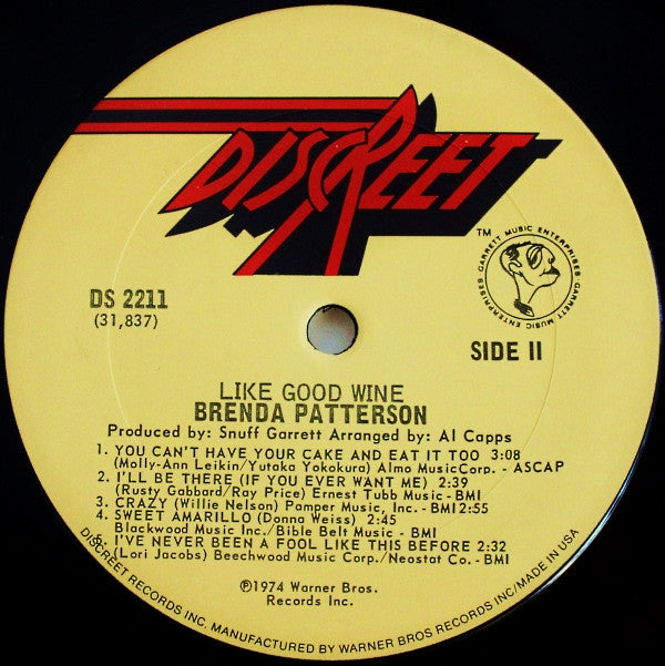 Brenda Patterson : Like Good Wine (LP, Album)