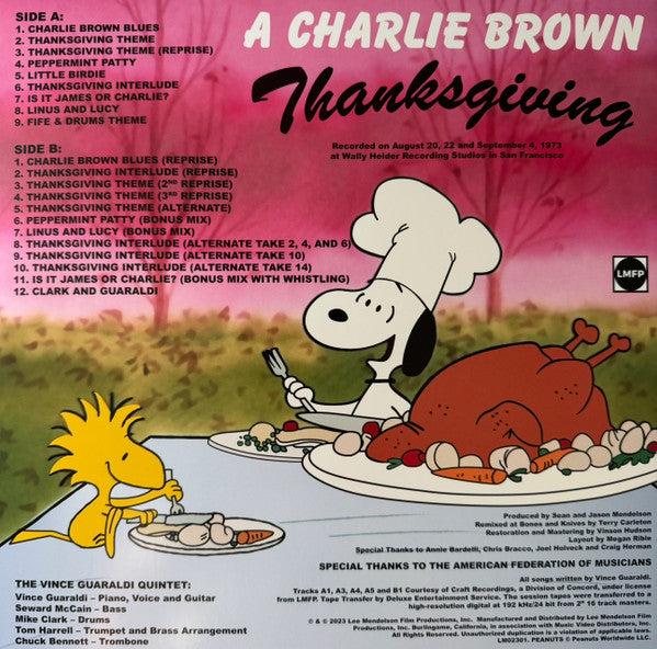 Vince Guaraldi : A Charlie Brown Thanksgiving (Original Soundtrack Recording) (LP, Album, RE, Ind)