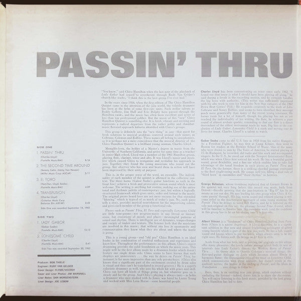 The New Amazing Chico Hamilton Quintet* : Passin' Thru (LP, Album)