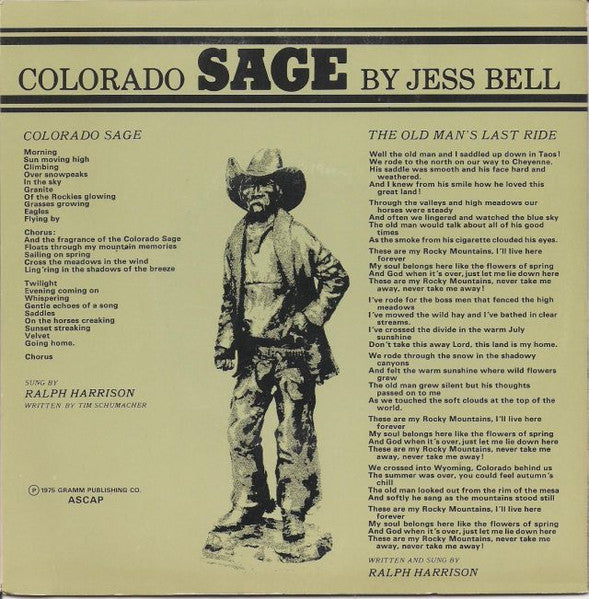 Ralph Harrison : Colorado Sage By Jess Bell (7")
