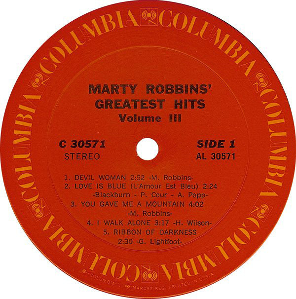 Marty Robbins : Marty Robbins' Greatest Hits Vol. III (LP, Comp, Pit)