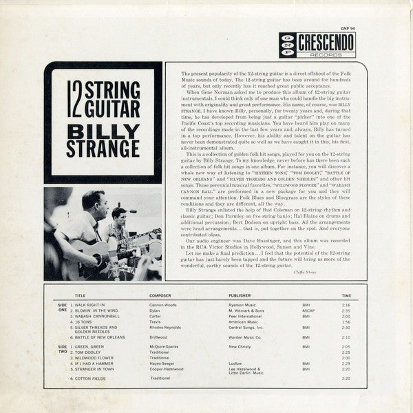 Billy Strange : 12 String Guitar (LP, Hol)