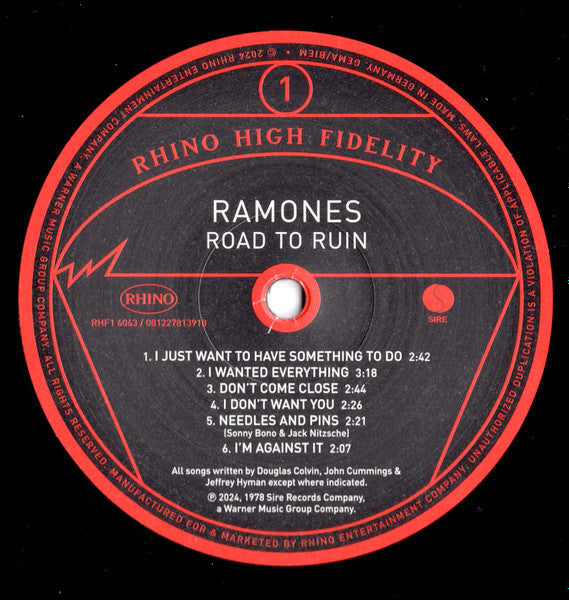 Ramones : Road To Ruin (LP, Album, Ltd, Num, RE, 180)