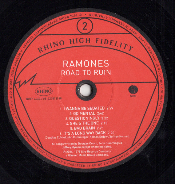 Ramones : Road To Ruin (LP, Album, Ltd, Num, RE, 180)