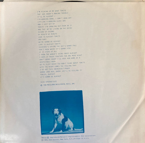 Rick Springfield : Working Class Dog (LP, Album, Ind)