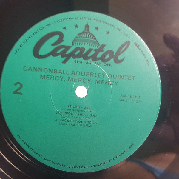 The Cannonball Adderley Quintet : Mercy, Mercy, Mercy! - Live At "The Club" (LP, RE)