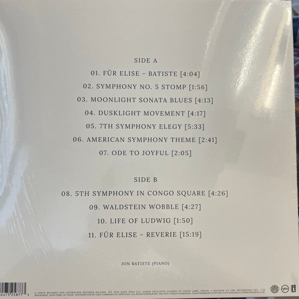 Jon Batiste : Beethoven Blues - Batiste Piano Series, Vol. 1 (LP)
