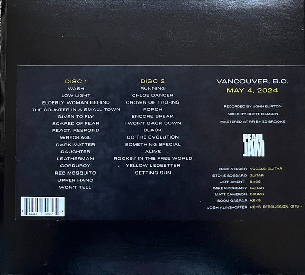 Pearl Jam : Vancouver, B.C. - May 4, 2024 (2xCD)