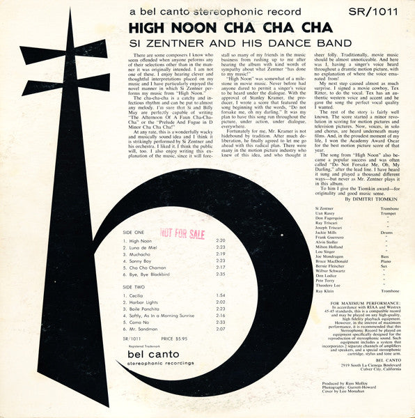 Si Zentner & His Dance Band : High Noon Cha Cha Cha (LP, Album, Blu)