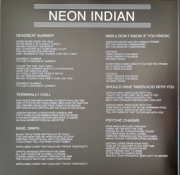 Neon Indian : Psychic Chasms (LP, Album, Club, RE, RM, Yel)