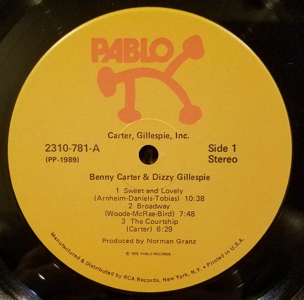 Benny Carter & Dizzy Gillespie : Carter, Gillespie, Inc. (LP, Album, Ind)