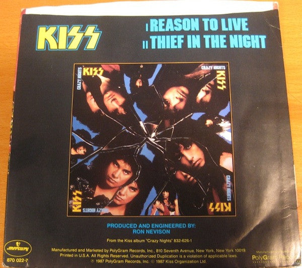 Kiss : Reason To Live (7", Single, 49)