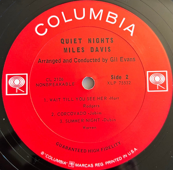 Miles Davis : Quiet Nights (LP, Album, Mono, Pit)