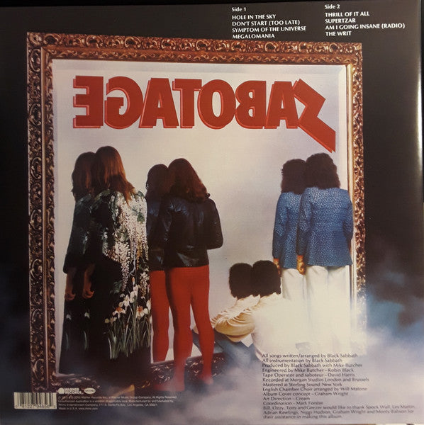 Black Sabbath : Sabotage (LP, Album, RE, RM, RP, 180)