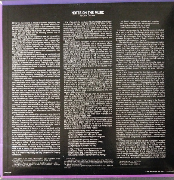 Levine* Conducts Mahler*, Chicago Symphony Orchestra : Symphony No. 7 In E Minor ("Song Of The Night") (2xLP, Album, RE, Gat)