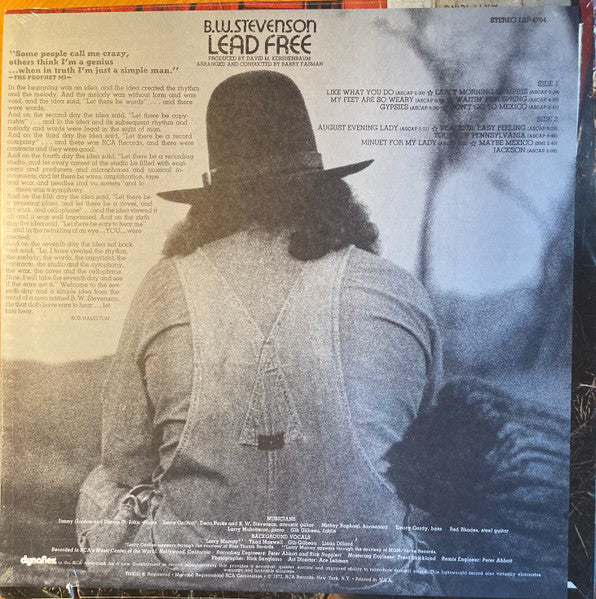 B.W. Stevenson : Lead Free (LP, Album, Ind)
