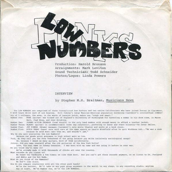 The Low Numbers : Shok Treetments / Try It (7", Single, Blu)