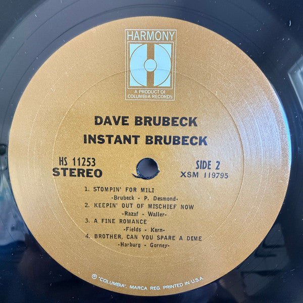 Dave Brubeck : Instant Brubeck (LP, Album, RE, San)