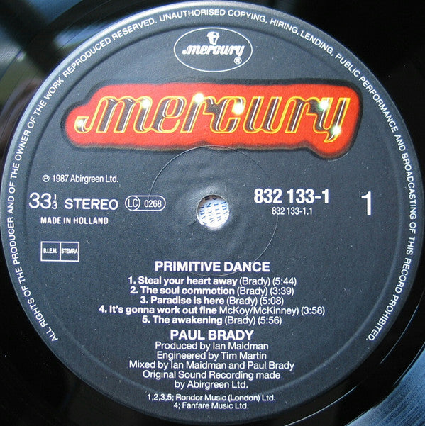 Paul Brady : Primitive Dance (LP, Album)