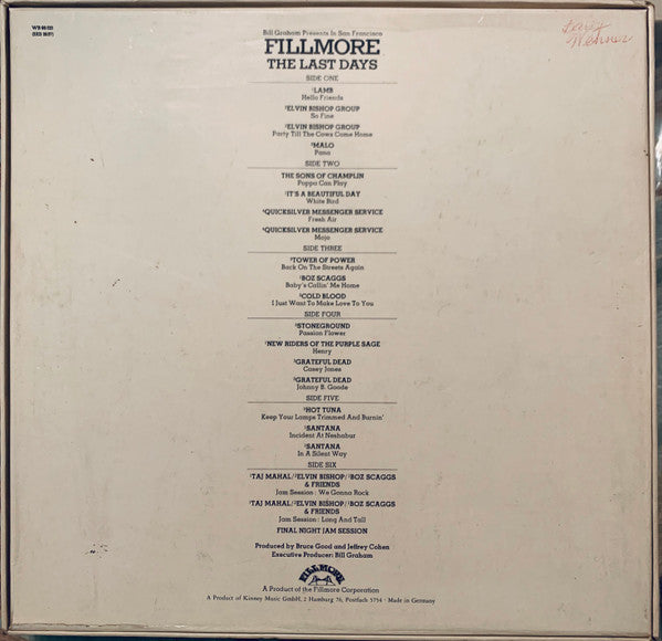 Various : Fillmore: The Last Days  (Box + 3xLP, Album)