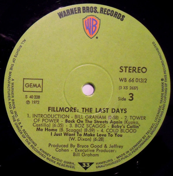 Various : Fillmore: The Last Days  (Box + 3xLP, Album)