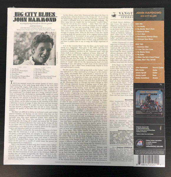 John Hammond* : Big City Blues (LP, Album, Ltd, Yel)