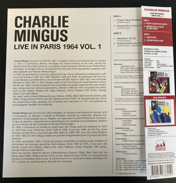 Charles Mingus : Live In Paris, 1964 Vol.1 (LP, Ltd, RE)